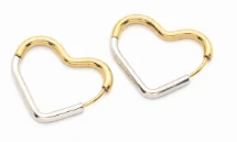 Aros de acero quirurgico corazon bicolor 22mm